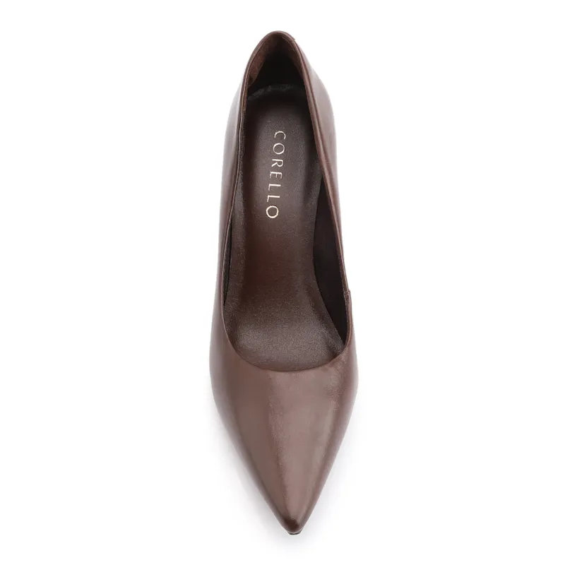 Scarpin Marrom Salto Fino Alto Couro Classic - foto 6