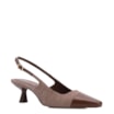 Scarpin Marrom Salto Fino Baixo Ráfia/Couro Slingback - imagem 1