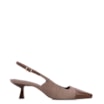 Scarpin Marrom Salto Fino Baixo Ráfia/Couro Slingback - imagem 2