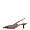 Scarpin Marrom Salto Fino Baixo Ráfia/Couro Slingback - imagem 4