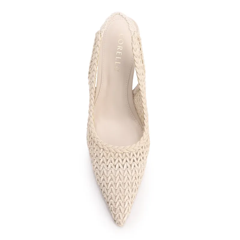 Scarpin Off White Salto Bloco Alto Alt Tramado Slingback - foto 5