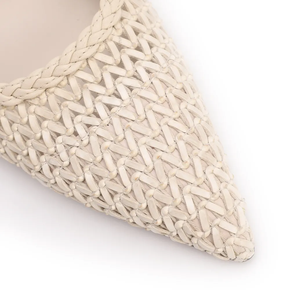 Scarpin Off White Salto Bloco Alto Alt Tramado Slingback - imagem 6