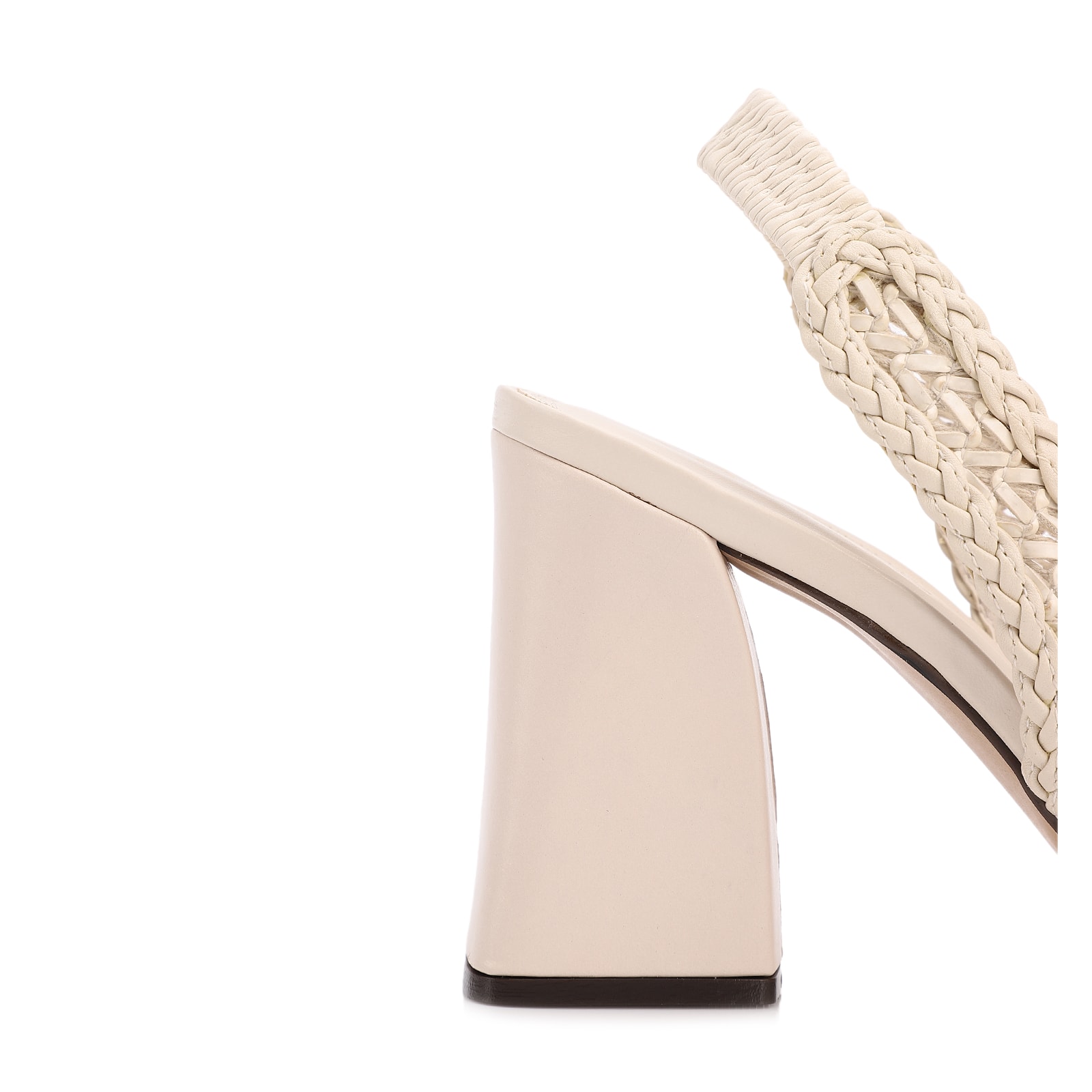 Scarpin Off White Salto Bloco Alto Alt Tramado Slingback