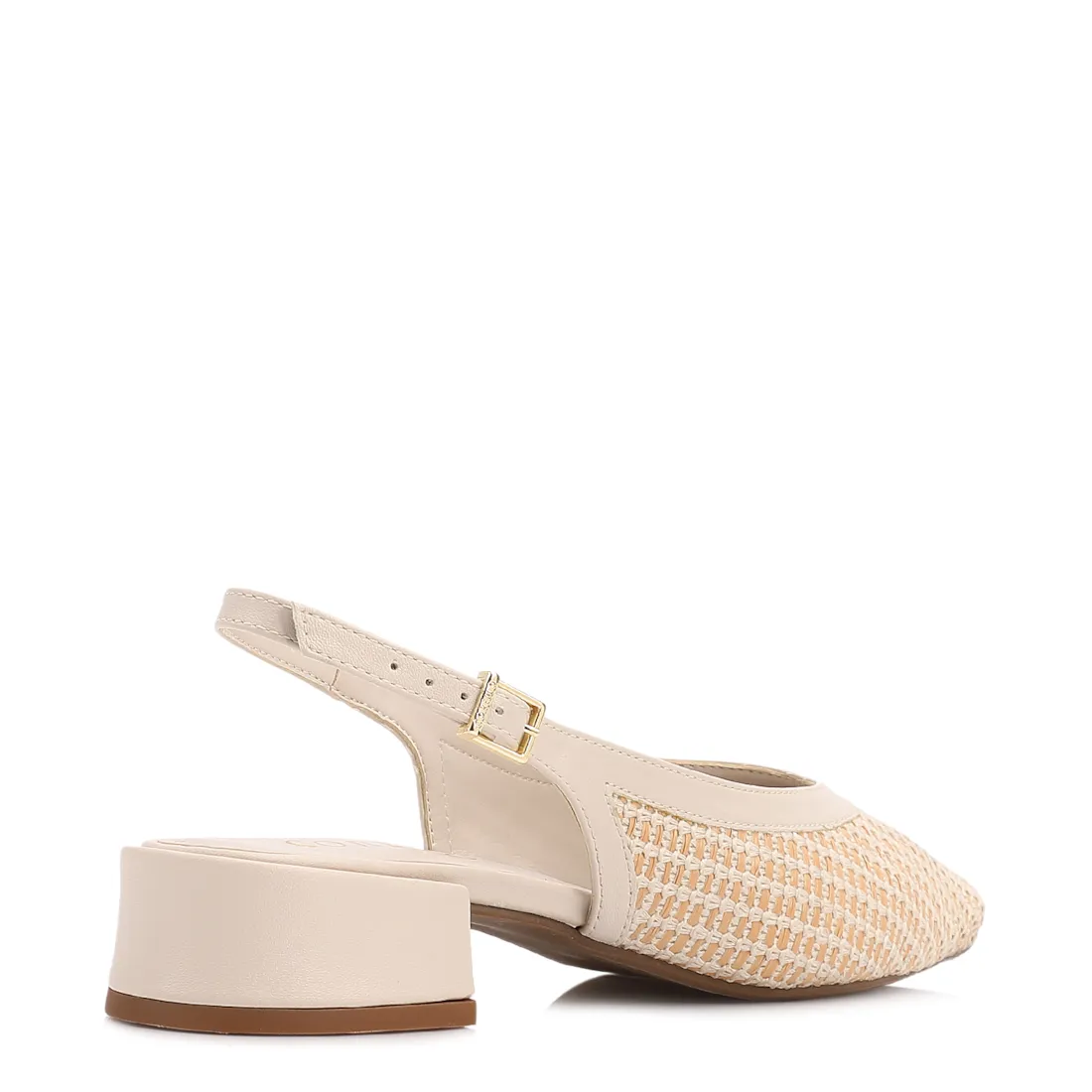 Scarpin Off White Salto Bloco Baixo Alt/Ráfia Slingback - foto 4