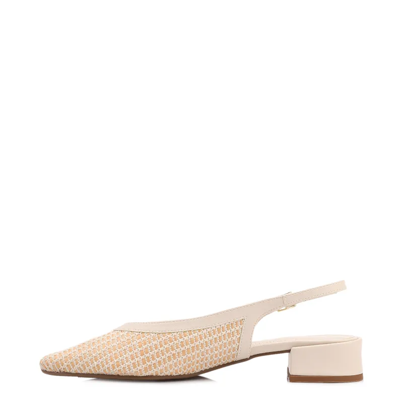 Scarpin Off White Salto Bloco Baixo Alt/Ráfia Slingback - foto 5