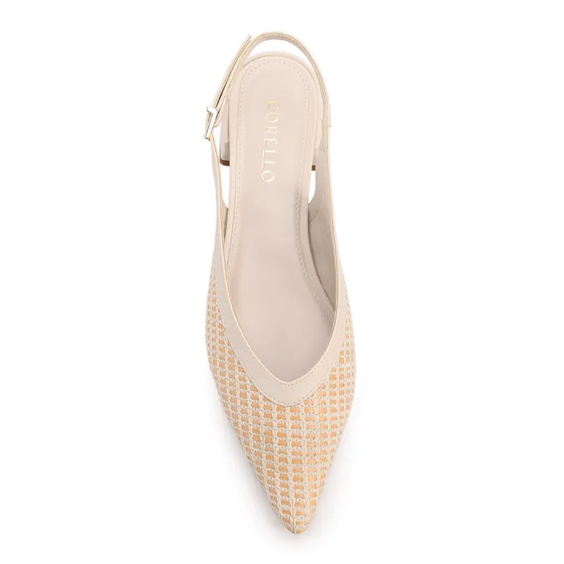 Scarpin Off White Salto Bloco Baixo Alt/Ráfia Slingback - foto 6