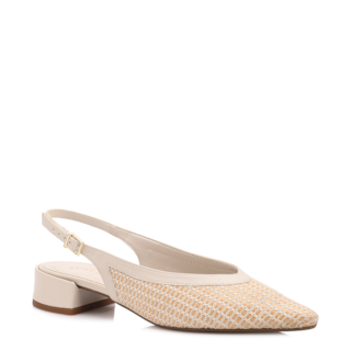 Off white salto bloco baixo Alt/Ráfia slingback