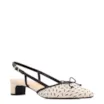 Scarpin Off White Salto Bloco Baixo Alt Ráfia Slingback Bicolor Laço - imagem 1