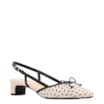 Scarpin Off White Salto Bloco Baixo Alt Ráfia Slingback Bicolor Laço - imagem 1