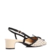 Scarpin Off White Salto Bloco Baixo Alt Ráfia Slingback Bicolor Laço - imagem 4
