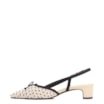 Scarpin Off White Salto Bloco Baixo Alt Ráfia Slingback Bicolor Laço - imagem 5