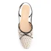 Scarpin Off White Salto Bloco Baixo Alt Ráfia Slingback Bicolor Laço - imagem 6