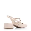Scarpin Off White Salto Bloco Baixo Couro Slingback Pedras - imagem 3