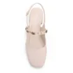 Scarpin Off White Salto Bloco Baixo Couro Slingback Pedras - imagem 4