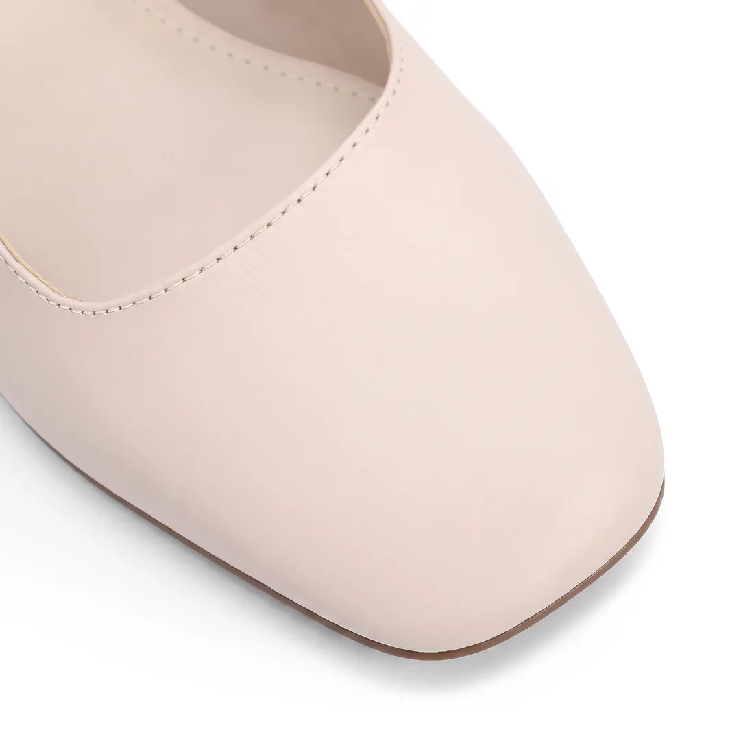Scarpin Off White Salto Bloco Baixo Couro Slingback Pedras - foto 5