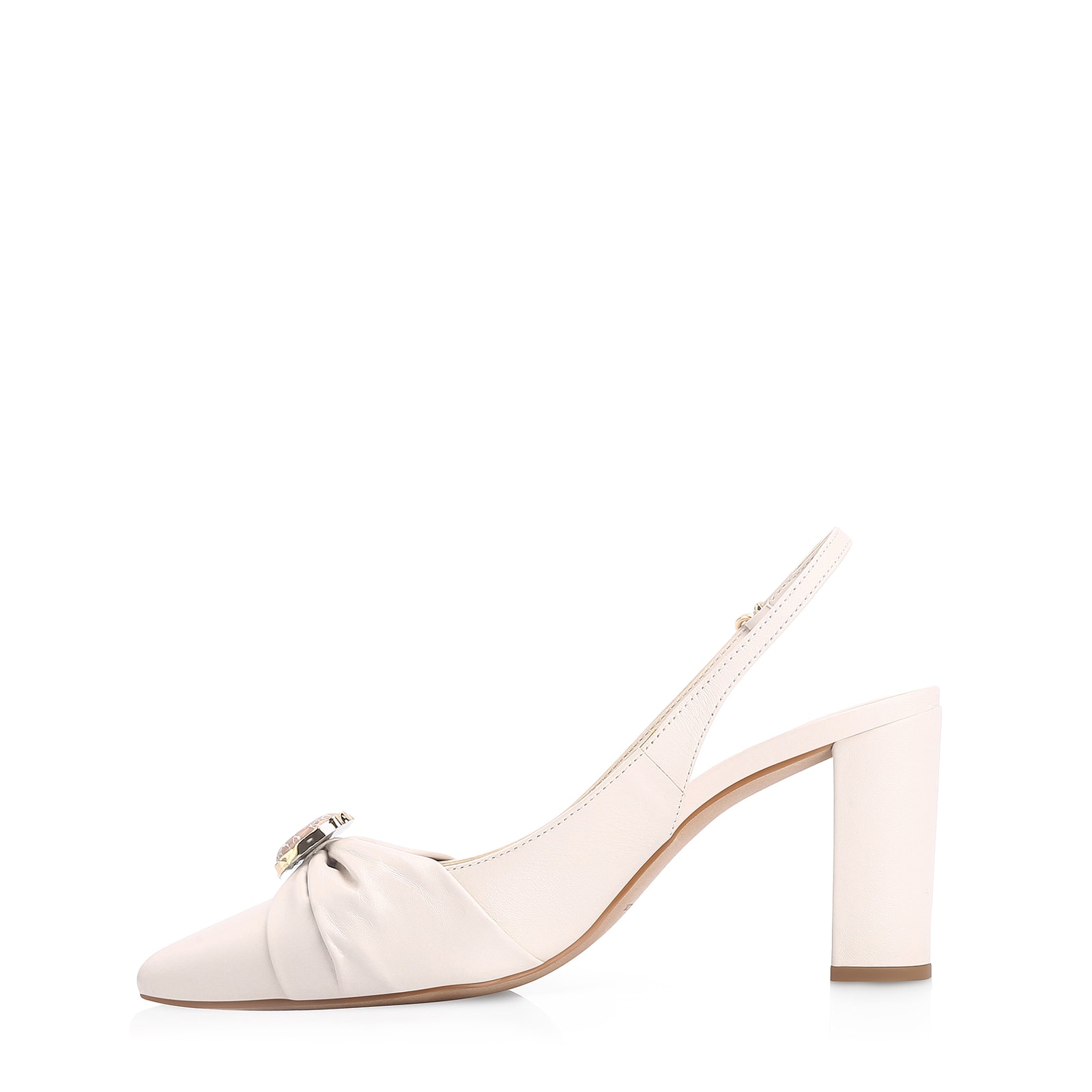 Scarpin Pedras Couro Off White