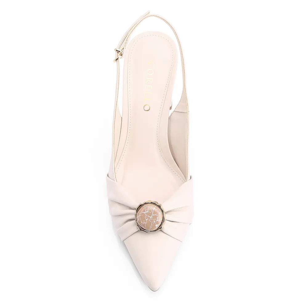Scarpin Pedras Couro Off White - imagem 6