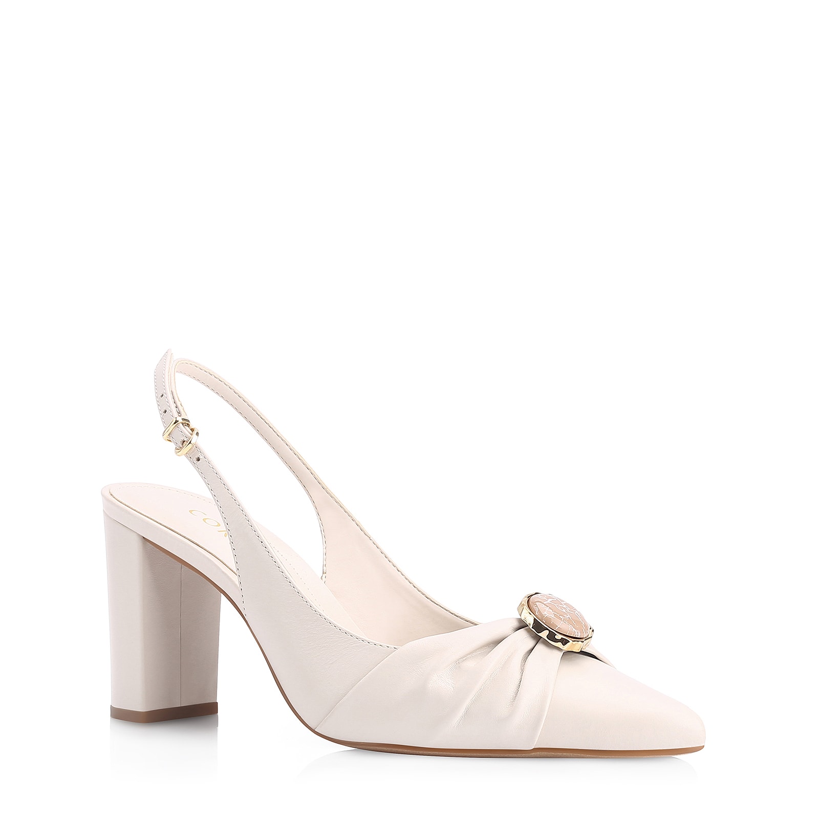 Scarpin Pedras Couro Off White