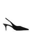 Scarpin Preto Salto Baixo Fino Couro Nobuck Slingback - imagem 3