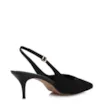 Scarpin Preto Salto Baixo Fino Couro Nobuck Slingback - imagem 4