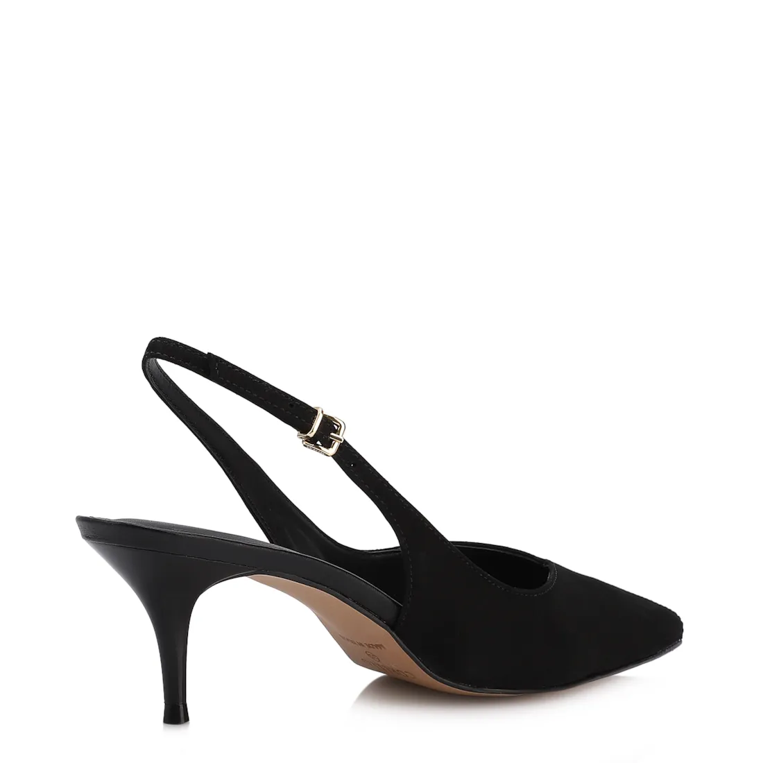 Scarpin Preto Salto Baixo Fino Couro Nobuck Slingback - foto 4