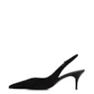 Scarpin Preto Salto Baixo Fino Couro Nobuck Slingback - imagem 5