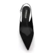 Scarpin Preto Salto Baixo Fino Couro Nobuck Slingback - imagem 6