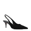 Scarpin Preto Salto Baixo Fino Couro Nobuck Slingback - imagem 1