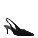 Scarpin Preto Salto Baixo Fino Couro Nobuck Slingback