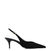 Scarpin Preto Salto Baixo Fino Couro Nobuck Slingback - imagem 3
