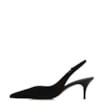 Scarpin Preto Salto Baixo Fino Couro Nobuck Slingback - imagem 5