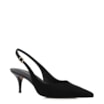 Scarpin Preto Salto Baixo Fino Couro Nobuck Slingback - imagem 1