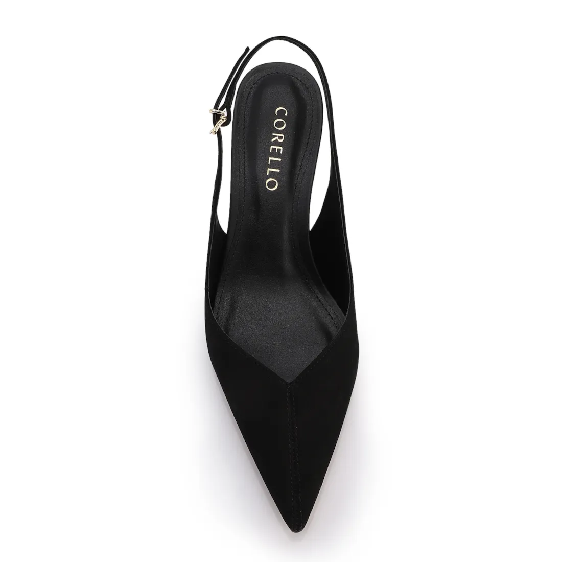 Scarpin Preto Salto Baixo Fino Couro Nobuck Slingback - foto 6