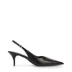 Scarpin Preto Salto Baixo Fino Couro Slingback - imagem 2