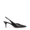 Scarpin Preto Salto Baixo Fino Couro Slingback - imagem 2