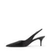 Scarpin Preto Salto Baixo Fino Couro Slingback - imagem 4