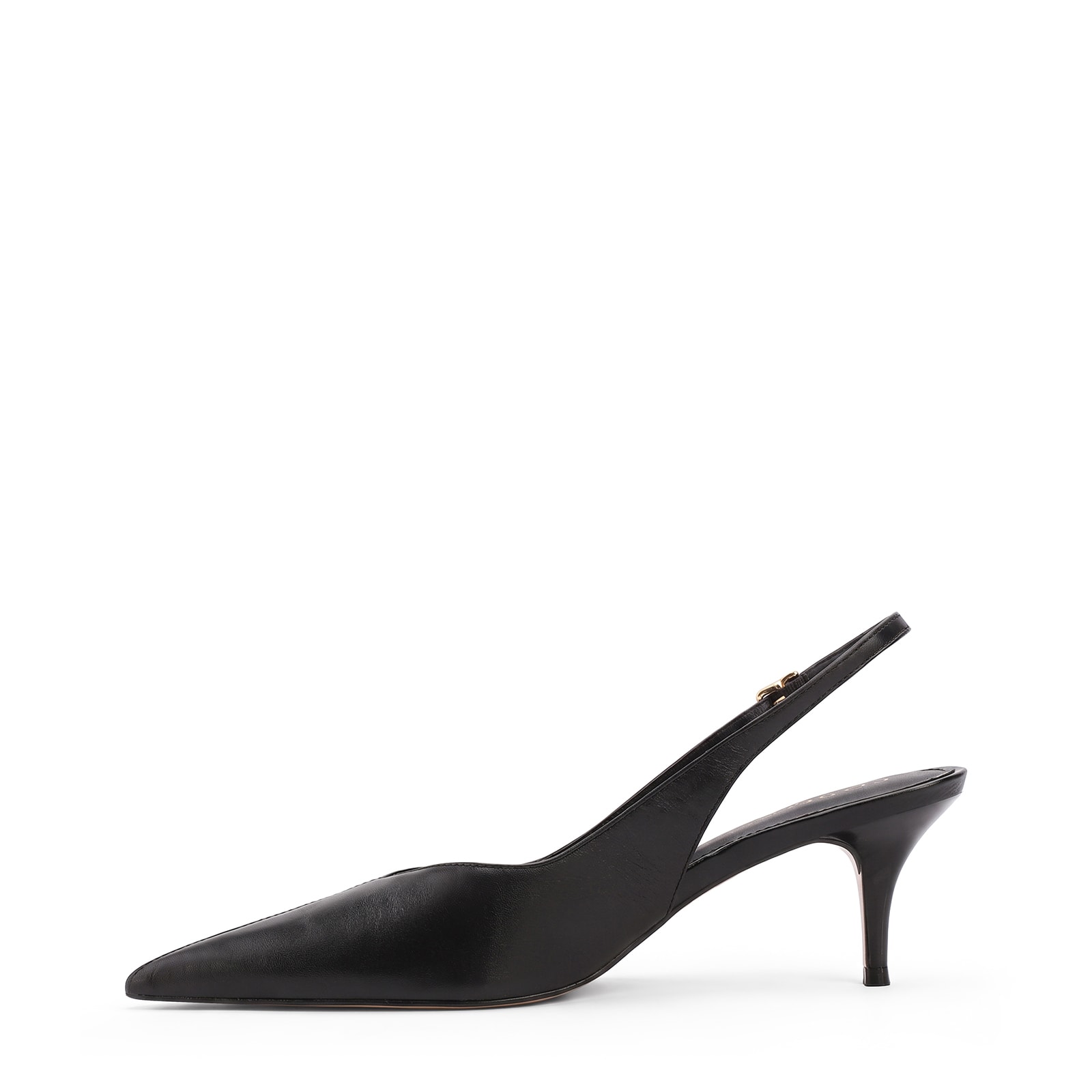 Scarpin Preto Salto Baixo Fino Couro Slingback