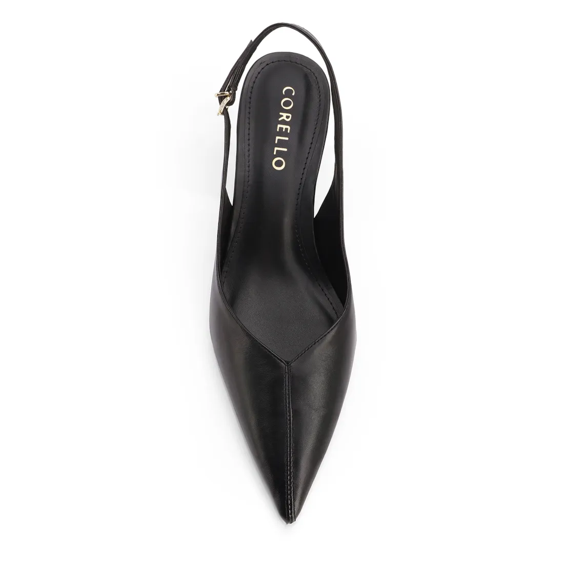 Scarpin Preto Salto Baixo Fino Couro Slingback - foto 5