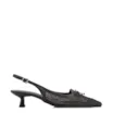 Scarpin Preto Salto Baixo Slingback Tela Alt Laço - imagem 2