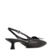 Scarpin Preto Salto Baixo Slingback Tela Alt Laço - imagem 3