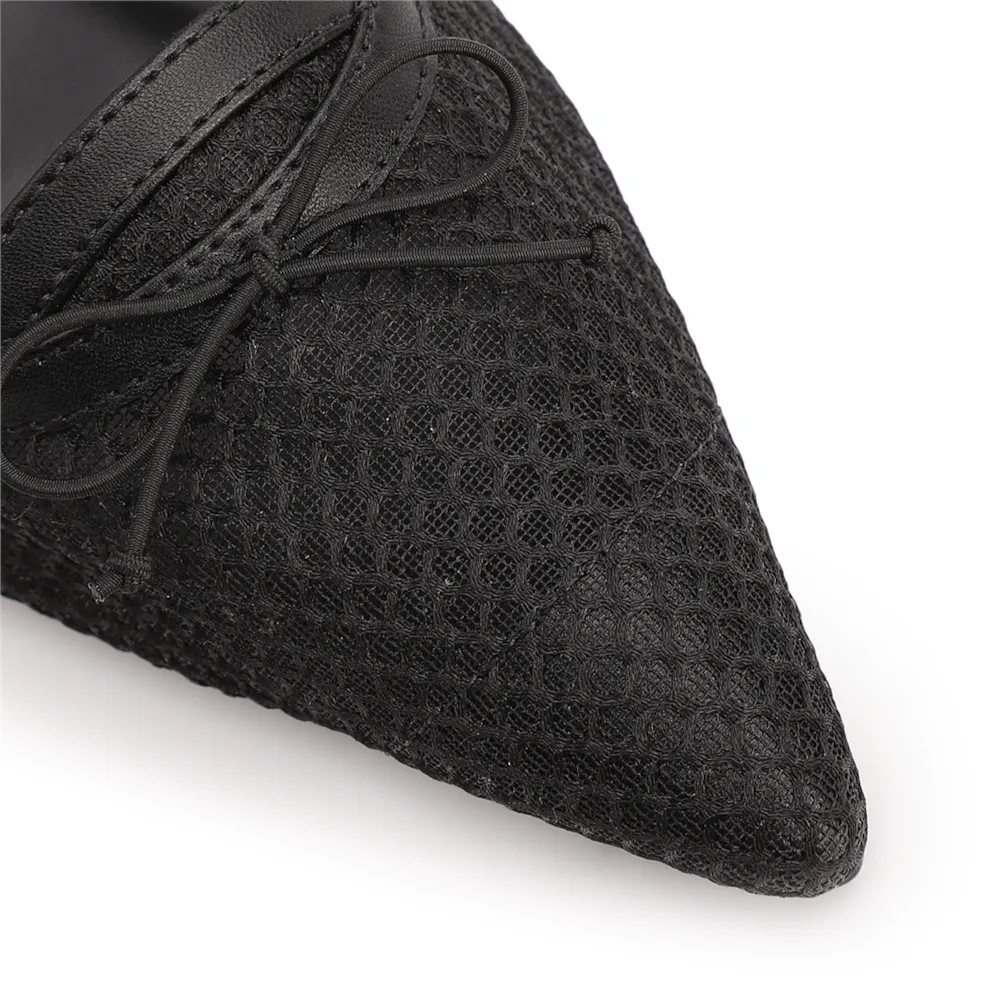 Scarpin Preto Salto Baixo Slingback Tela Alt Laço - imagem 6