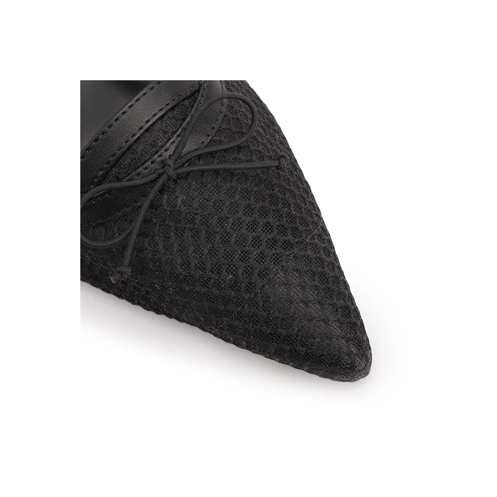 Scarpin Preto Salto Baixo Slingback Tela Alt Laço