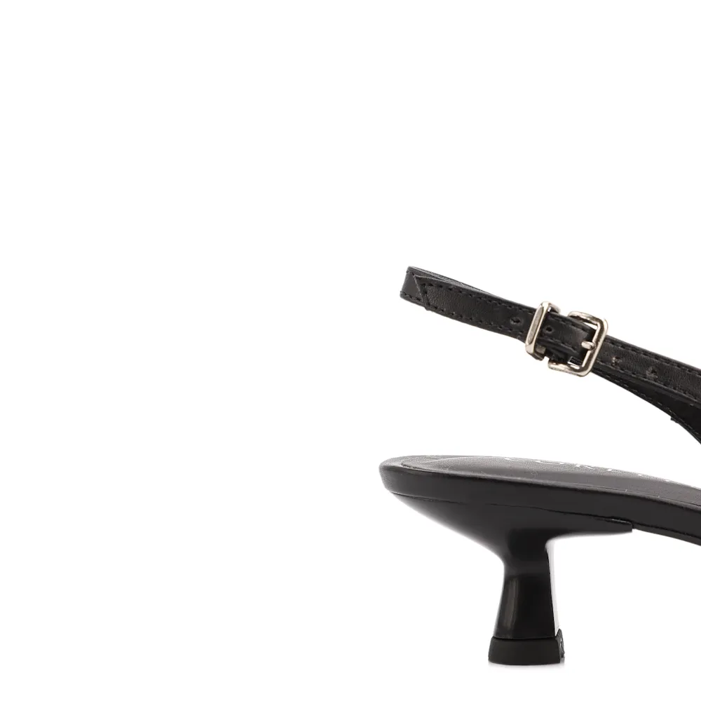 Scarpin Preto Salto Baixo Slingback Tela Alt Laço - imagem 7