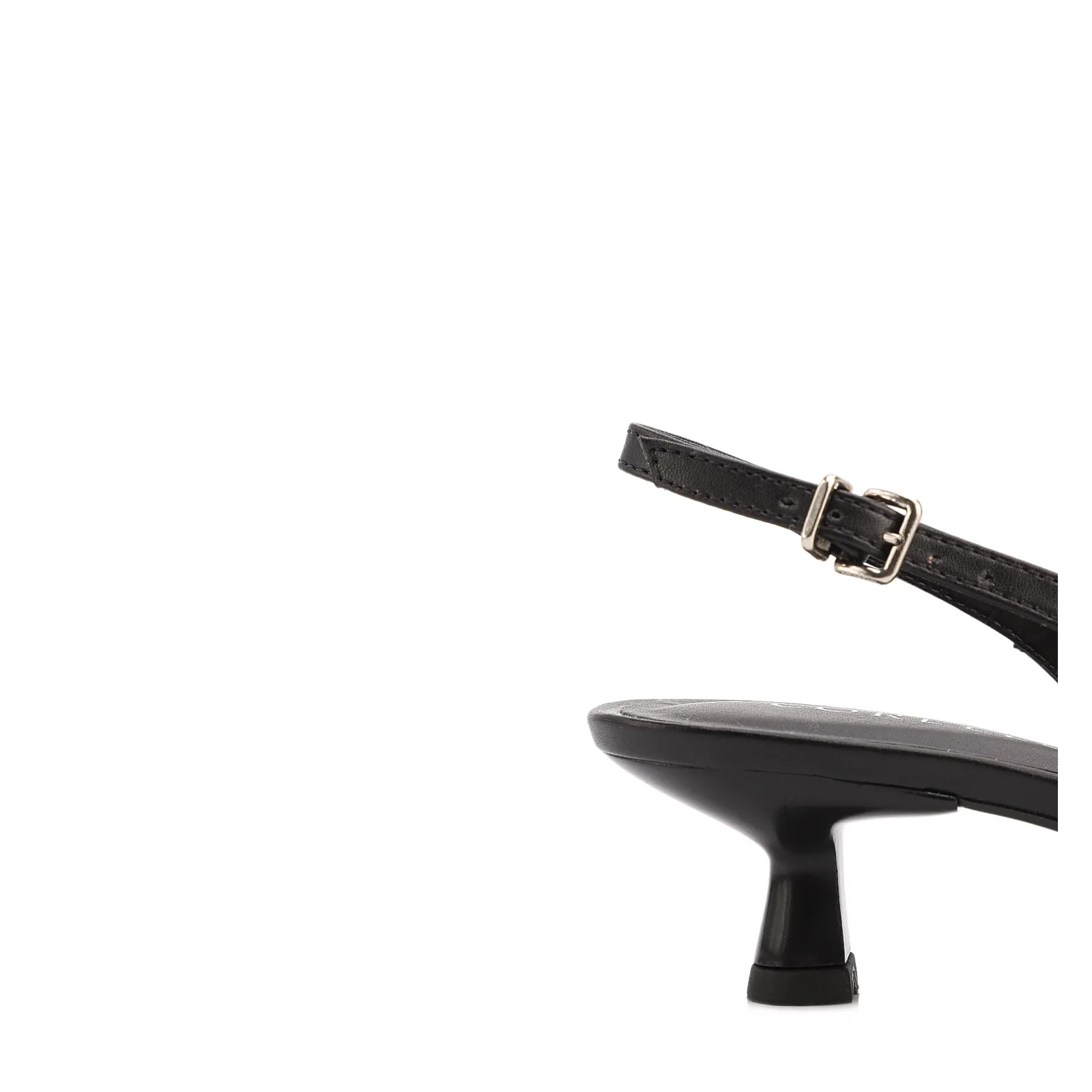 Scarpin Preto Salto Baixo Slingback Tela Alt Laço
