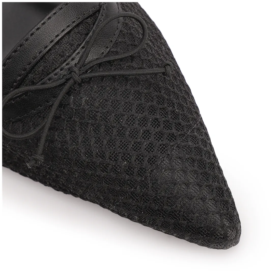 Scarpin Preto Salto Baixo Slingback Tela Alt Laço - foto 6