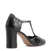 Scarpin Preto Salto Bloco Alto Couro Tira Central - imagem 4