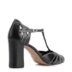 Scarpin Preto Salto Bloco Alto Couro Tira Central - imagem 4