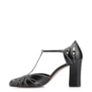 Scarpin Preto Salto Bloco Alto Couro Tira Central - imagem 5