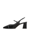 Scarpin Preto Salto Bloco Médio Couro Pesponto Slingback - imagem 4