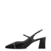 Scarpin Preto Salto Bloco Médio Couro Pesponto Slingback - imagem 4